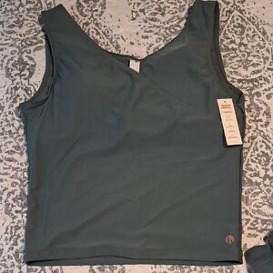 Honey Mark Basil Wrap Top,  Large,  Juniper Blue